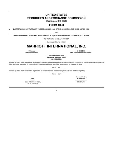 Vorschaubild Marriott International 10-Q Quartalsbericht  