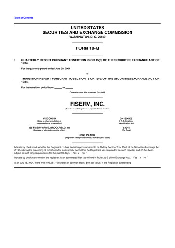 Vorschaubild Fiserv 10-Q Quartalsbericht  