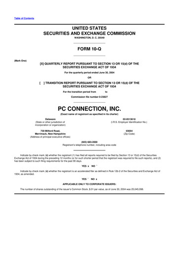 Miniature PC Connection
 10-Q Rapport trimestriel  