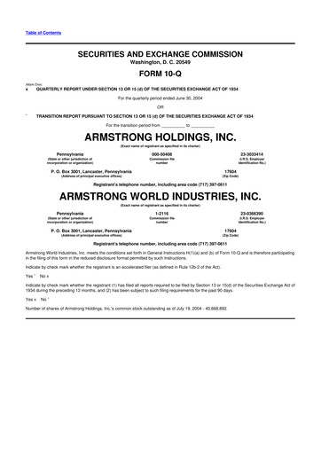 Vorschaubild Armstrong World Industries
 10-Q Quartalsbericht  