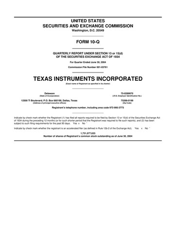 Vorschaubild Texas Instruments 10-Q Quartalsbericht  