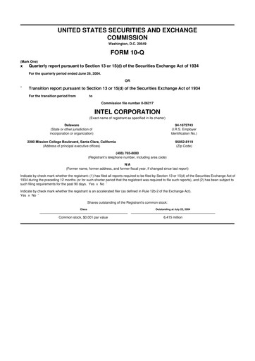 Vorschaubild Intel 10-Q Quartalsbericht  