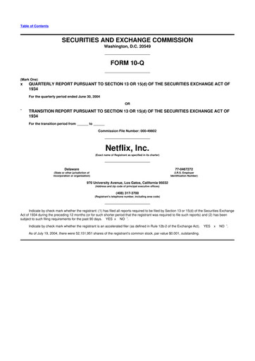 Miniature Netflix 10-Q Rapport trimestriel  