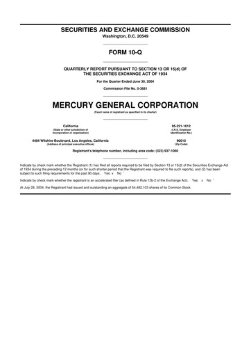 Thumbnail Mercury General
 10-Q Quarterly Report FY 
