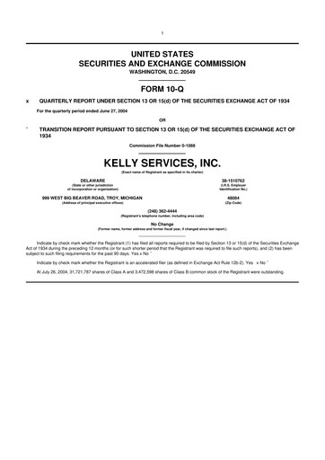 Miniature Kelly Services
 10-Q Rapport trimestriel  