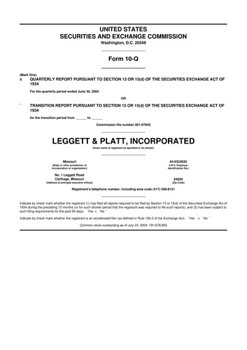 Thumbnail Leggett & Platt

 10-Q Quarterly Report FY 