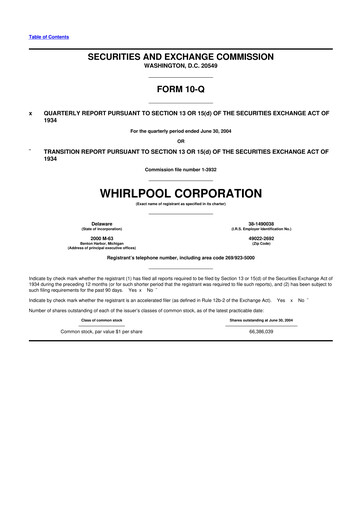 Thumbnail Whirlpool 10-Q Quarterly Report FY 