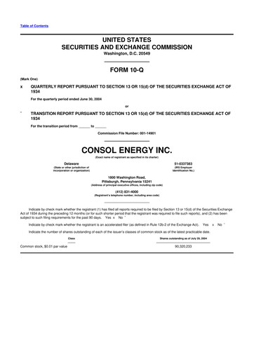 Thumbnail CNX Resources
 10-Q Quarterly Report FY 
