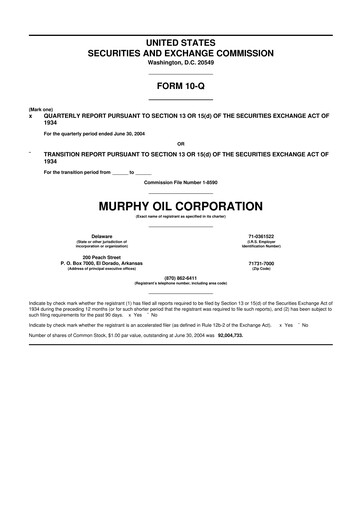 Thumbnail Murphy Oil
 10-Q Quarterly Report FY 