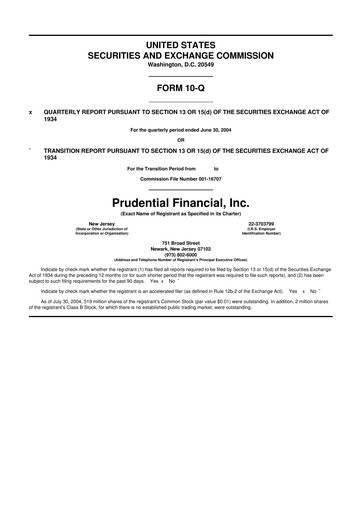 Thumbnail Prudential Financial 10-Q Quarterly Report FY 