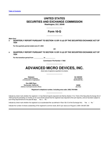 Miniature AMD 10-Q Rapport trimestriel  