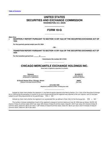Miniature CME Group 10-Q Rapport trimestriel  