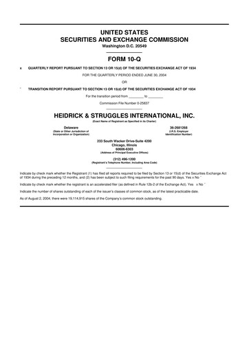 Miniature Heidrick & Struggles

 10-Q Rapport trimestriel  