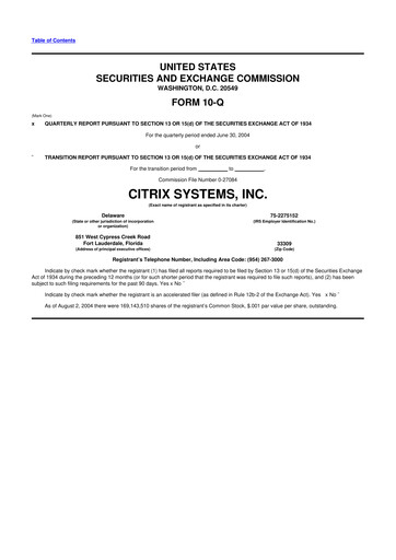 Miniature Citrix Systems 10-Q Rapport trimestriel  