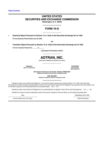 Thumbnail ADTRAN 10-Q Quarterly Report FY 