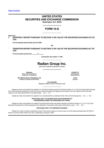 Thumbnail Radian Group
 10-Q Quarterly Report FY 