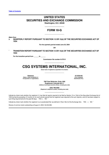 Thumbnail CSG International
 10-Q Quarterly Report FY 