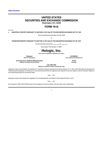 Miniature Hologic 10-Q Rapport trimestriel  