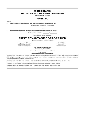 Miniature First Advantage 10-Q Rapport trimestriel  