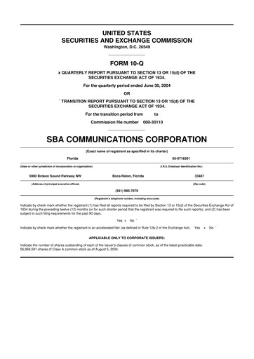Miniature SBA Communications 10-Q Rapport trimestriel  