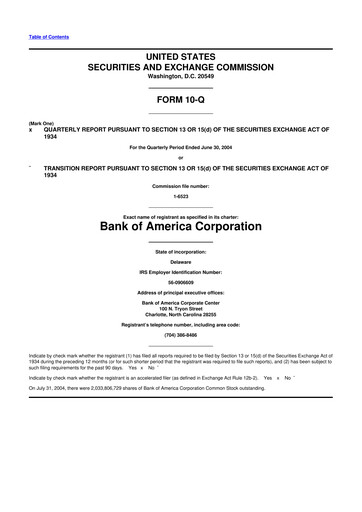 Vorschaubild Bank of America  10-Q Quartalsbericht  