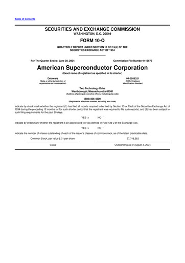 Vorschaubild American Superconductor Corporation 10-Q Quartalsbericht  