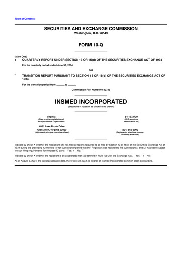 Vorschaubild Insmed 10-Q Quartalsbericht  