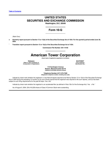 Thumbnail American Tower 10-Q Quarterly Report FY 