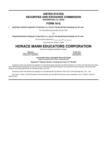 Vorschaubild Horace Mann Educators 10-Q Quartalsbericht  