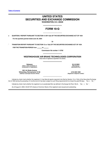 Miniature Wabtec 10-Q Rapport trimestriel  