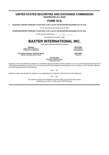 Miniature Baxter 10-Q Rapport trimestriel  
