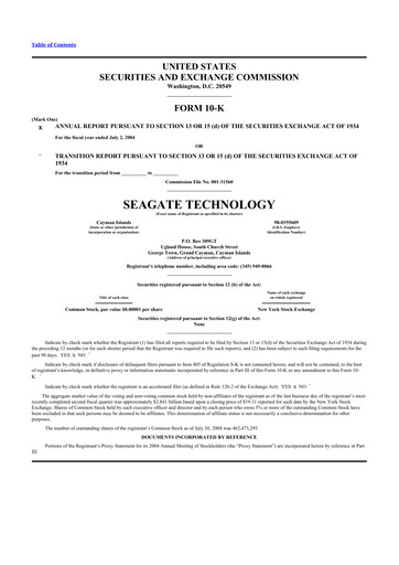 Thumbnail Seagate Technology 10-K Annual Report 