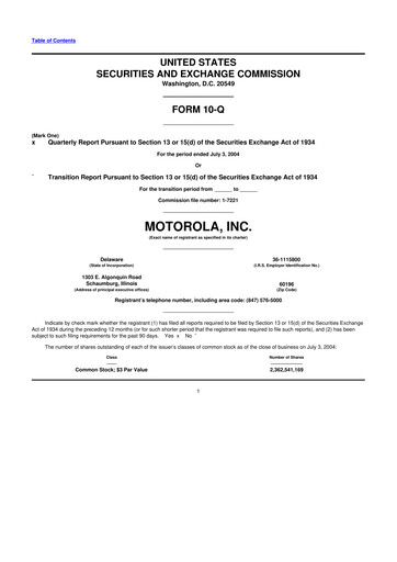 Thumbnail Motorola Solutions
 10-Q Quarterly Report FY 