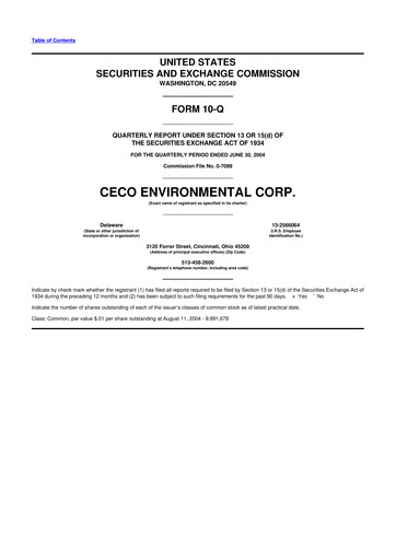 Thumbnail CECO Environmental
 10-Q Quarterly Report FY 