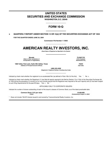 Thumbnail American Realty Investors 10-Q Quarterly Report FY 