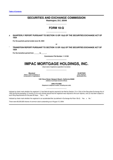 Thumbnail Impac Mortgage Holdings 10-Q Quarterly Report FY 
