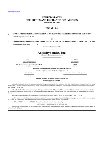 Thumbnail AngioDynamics 10-K Annual Report 