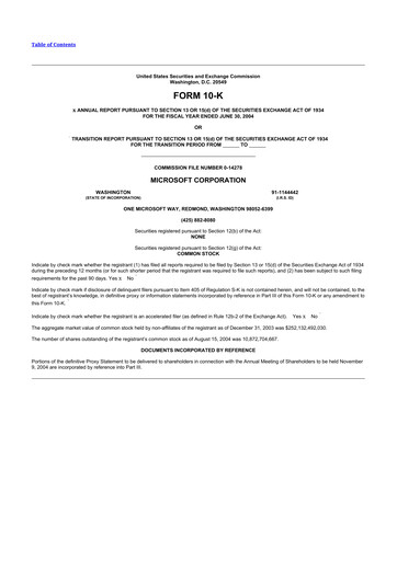 Thumbnail Microsoft 10-K Annual Report 