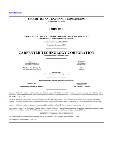 Thumbnail Carpenter Technology 10-K Annual Report 