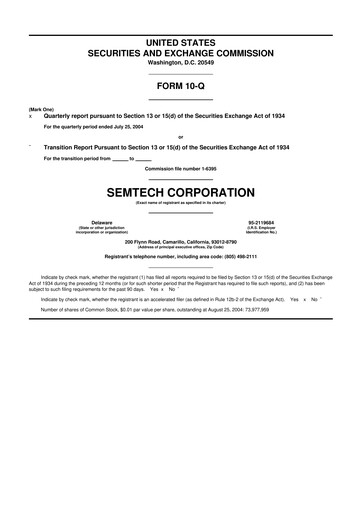 Vorschaubild Semtech 10-Q Quartalsbericht  