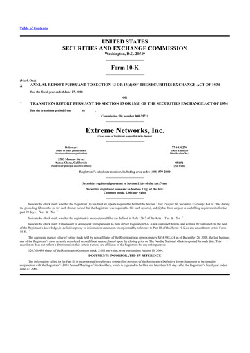 Thumbnail Extreme Networks
 10-K Annual Report 