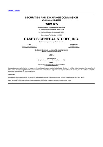 Thumbnail Casey's General Stores
 10-Q Quarterly Report FY 