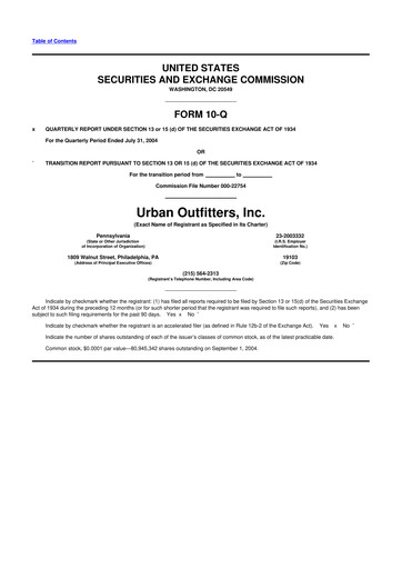 Thumbnail Urban Outfitters
 10-Q Quarterly Report FY 