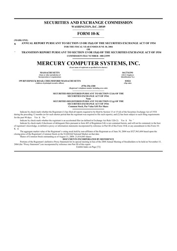 Thumbnail Mercury Systems 10-K Annual Report 