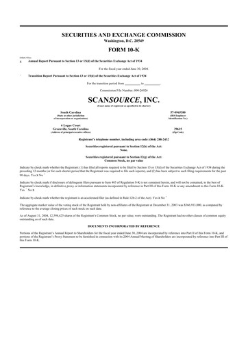 Thumbnail ScanSource 10-K Annual Report 