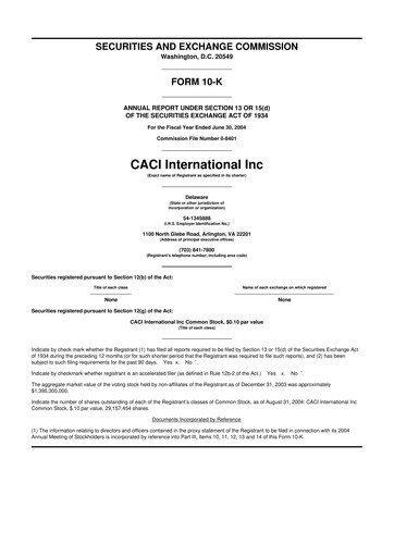 Miniature CACI International Inc 10-K Rapport annuel 