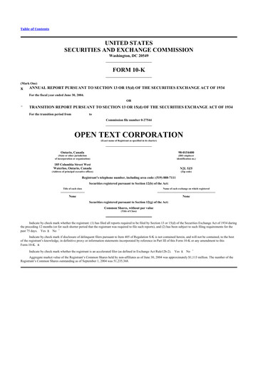 Thumbnail OpenText 10-K Annual Report 