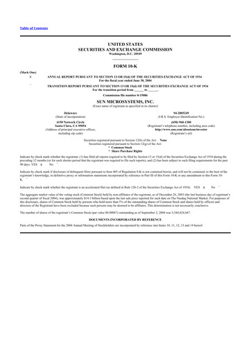 Thumbnail Sun Microsystems 10-K Annual Report 