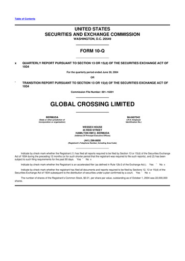 Thumbnail Global Crossing 10-Q Quarterly Report FY 