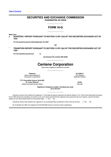 Miniature Centene 10-Q Rapport trimestriel  